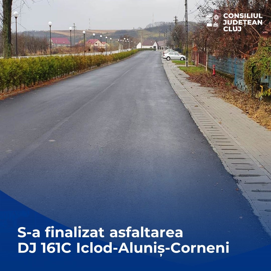Consiliul Județean Cluj a finalizat asfaltarea., Consiliul Județean Cluj a finalizat asfaltarea drumului județean DJ 161C Iclod – Aluniș – Corneni., Stiri Turda - MinaDeStiri
