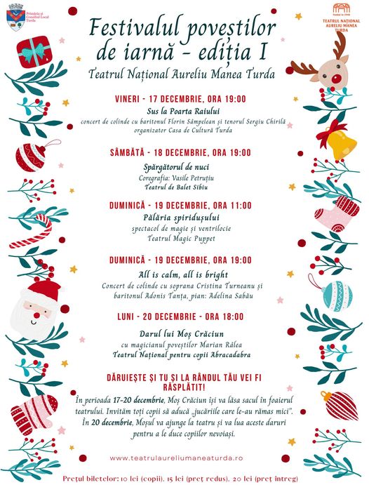 Festivalului povestilor de iarna., Teatrul Aureliu Manea Turda-Editia I a Festivalului povestilor de iarna incepe pe 17 decembrie., Stiri Turda - MinaDeStiri